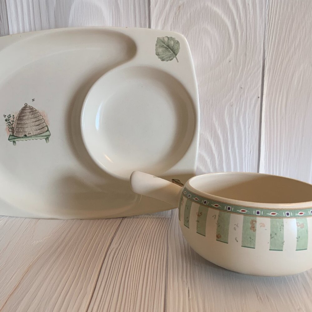 Extremely rare vintage Pfaltzgraff Naturewood 2-Piece Soup and Sandwich set
